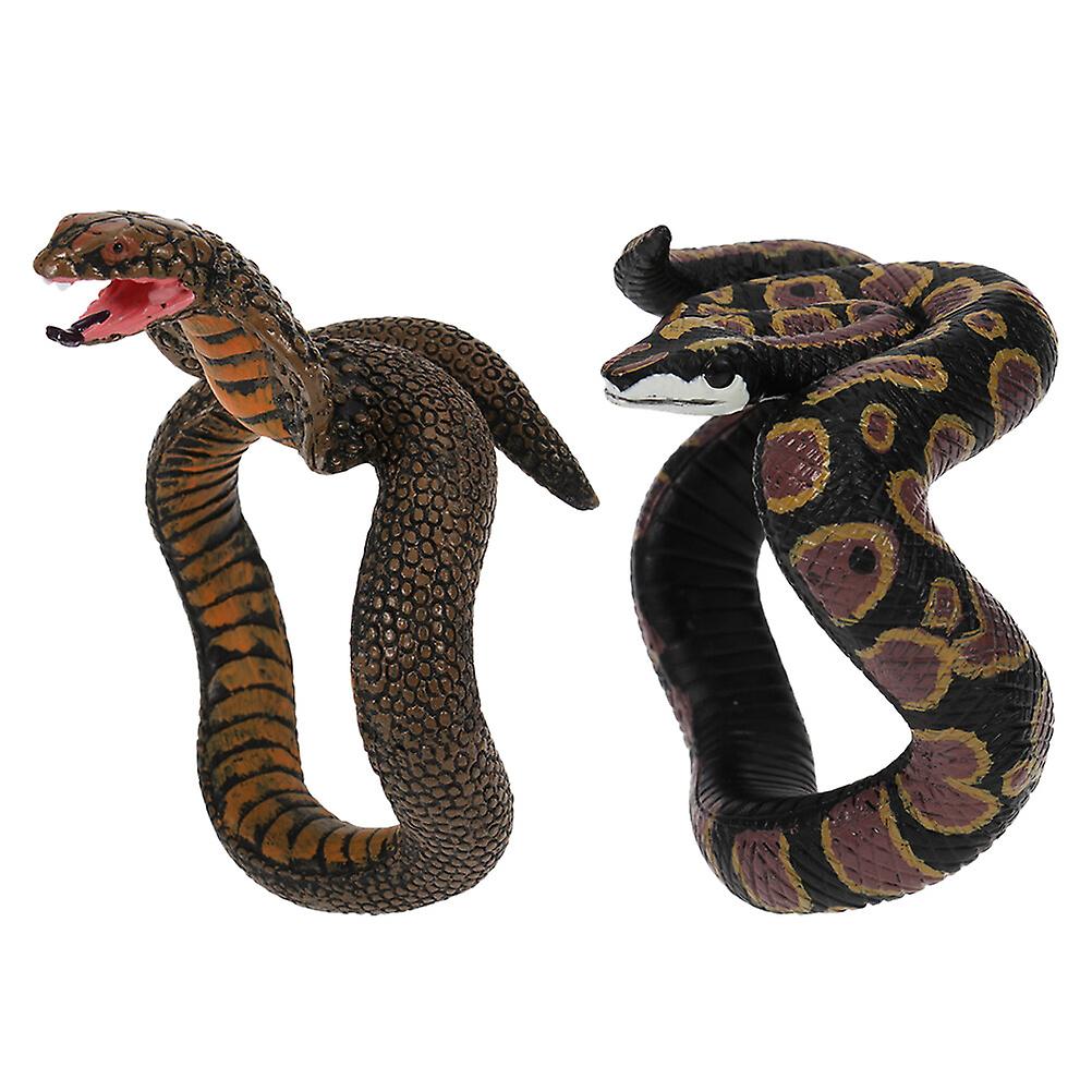 2pcs / 1 Bag Educational Snake Toys Animal Toys For Kids (burmese Snake + Cobra)