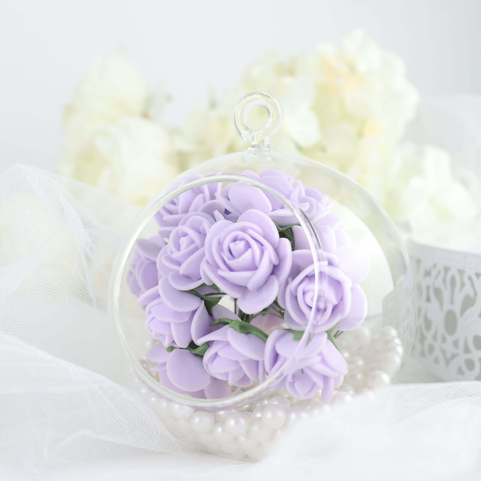 48 Roses Lavender Lilac Real Touch Artificial DIY Foam Rose Flowers With Stem, Craft Rose Buds 1