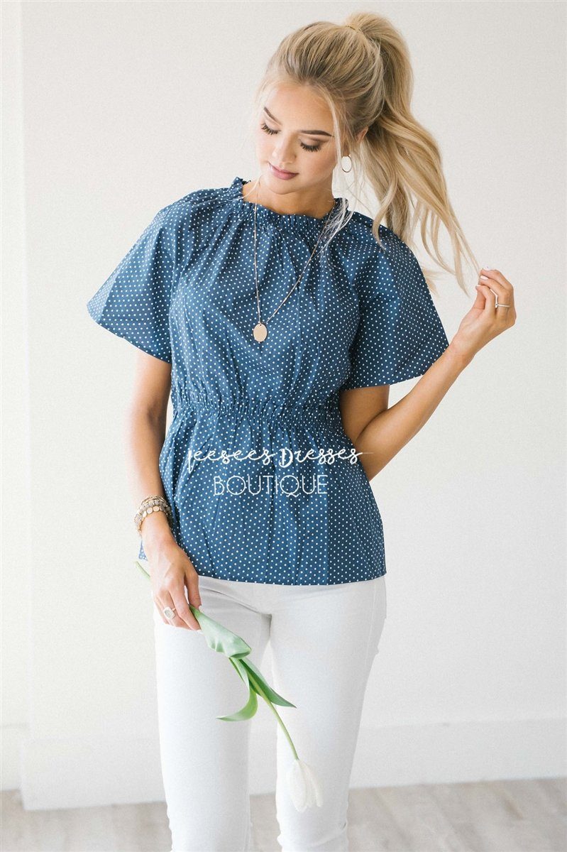 Polka Dot Cinched Peplum Top