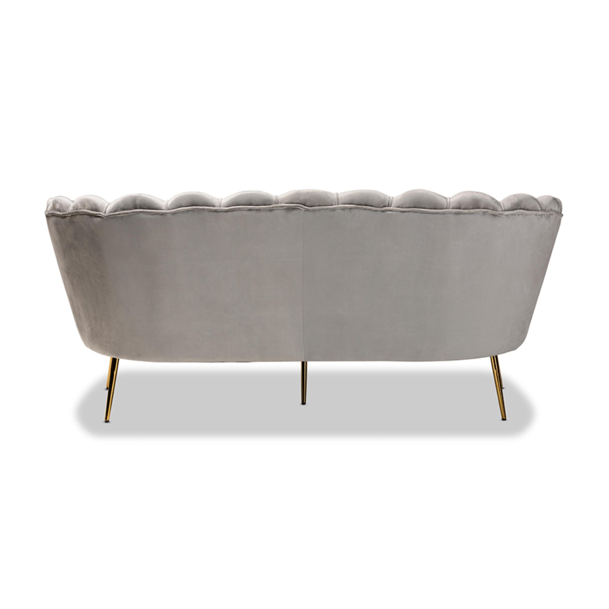 Baxton Studio Genia Contemporary Glam and Luxe Grey Velvet Fabric Upholstered and Gold Metal Sofa