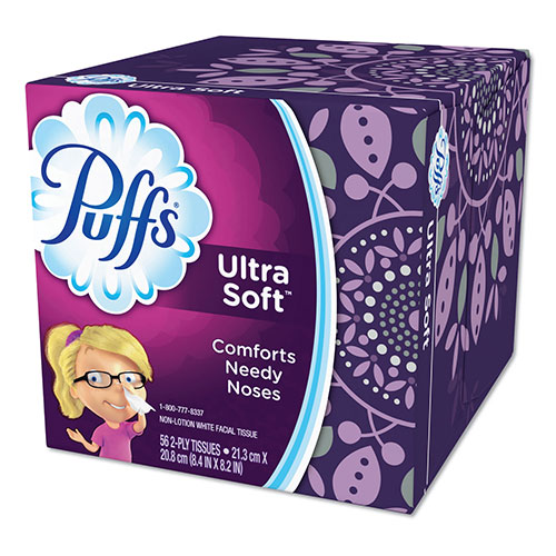 Procter and Gamble Puffs Ultra Soft Facial Tissue | White， 24 Cubes， 56 Sheets Per Cube， 1344 Sheets Total | PAG35038