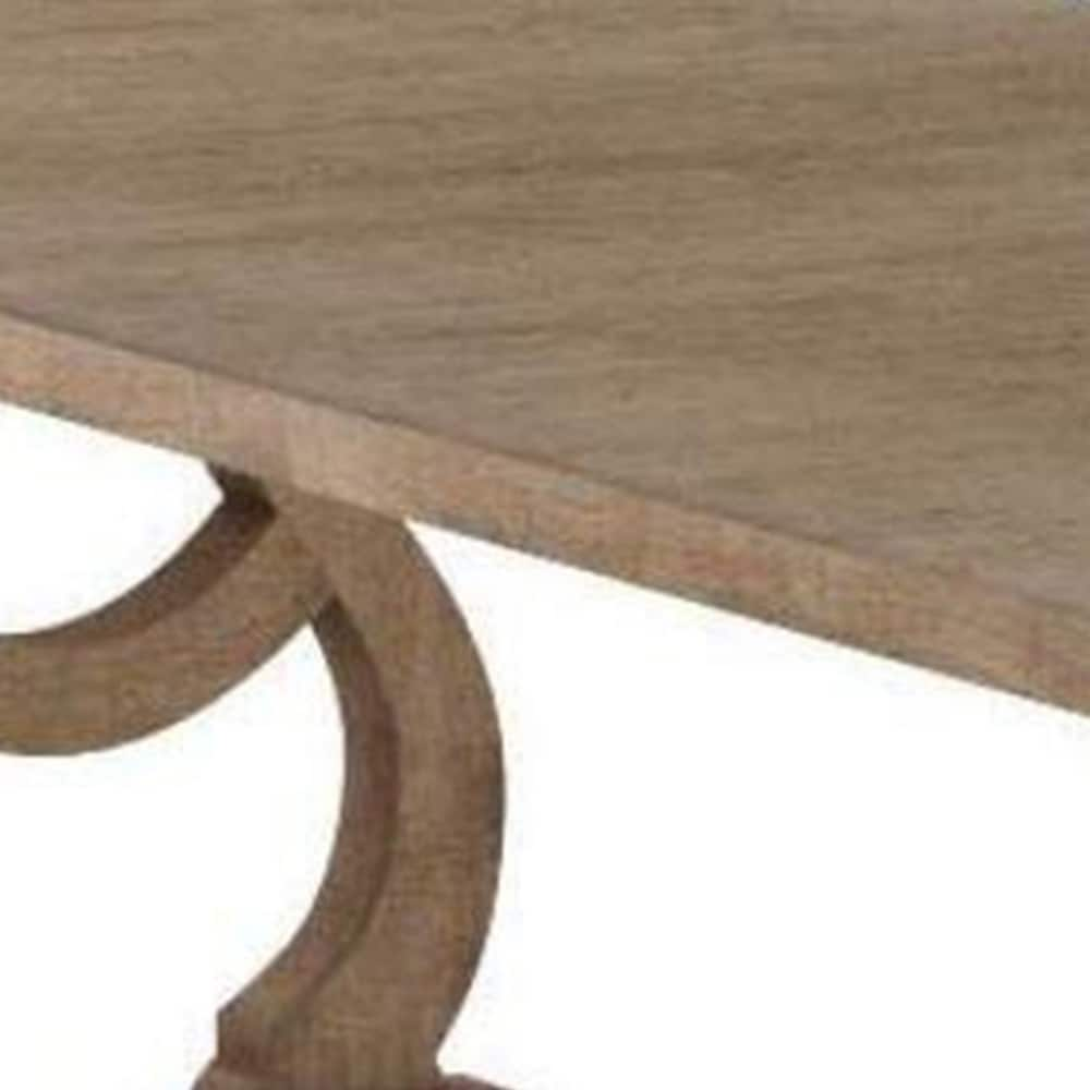 Sev 84 104 Inch Dining Table  Removable Extension Leaf  Trestle Base  Brown