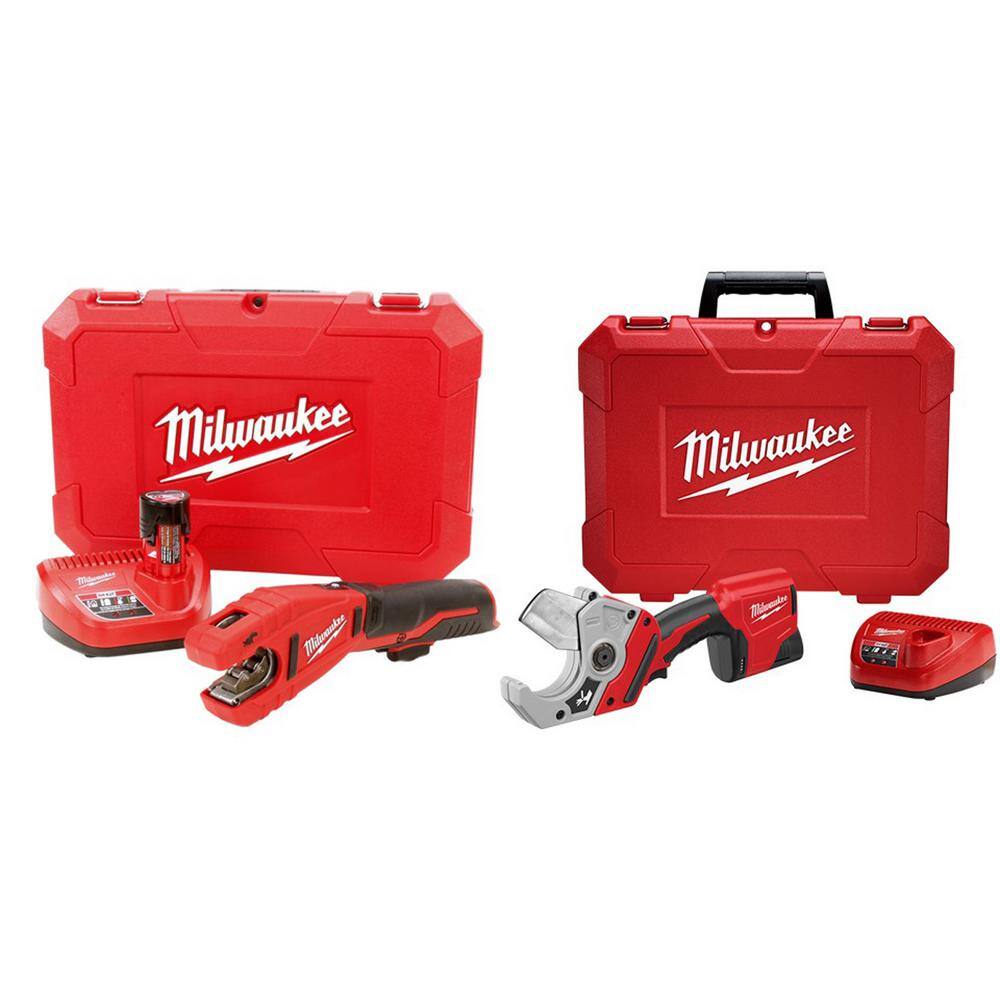 MW M12 12V Lithium-Ion Cordless Copper Tubing Cutter Kit with M12 PVC Shear Kit 2471-21-2470-21