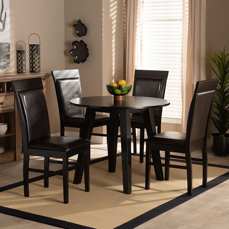 Baxton Studio Miya Dark Brown 5-Piece Dining Set