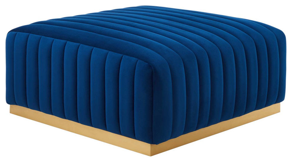 Conjure Channel Tufted Velvet Ottoman   Contemporary   Footstools And Ottomans   by Modway  Houzz
