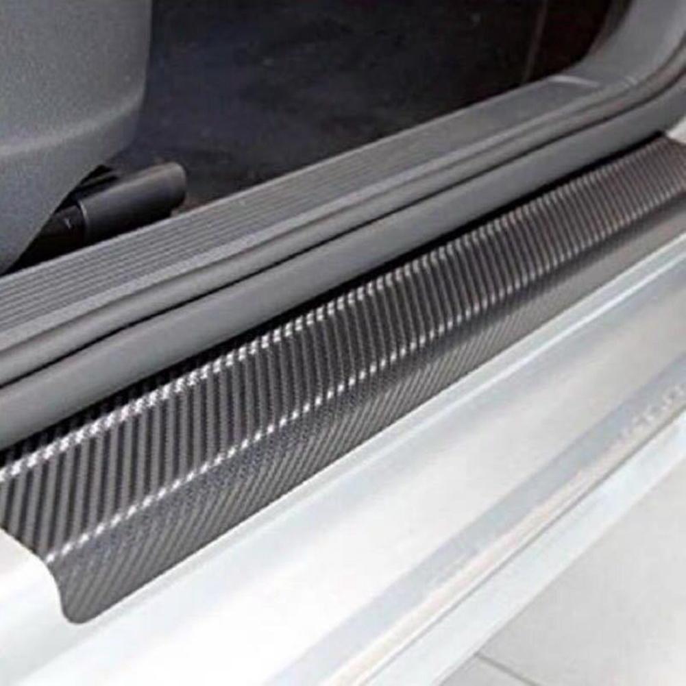 Car Door Sill Sticker Carbon Fibre Sticker Car Door Entry Step Anti-scratch Protection Sticker Red