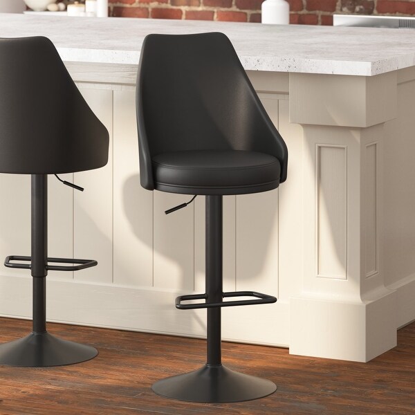 Modern Barrel Seat Adjustable Height Barstool with Steel Frame