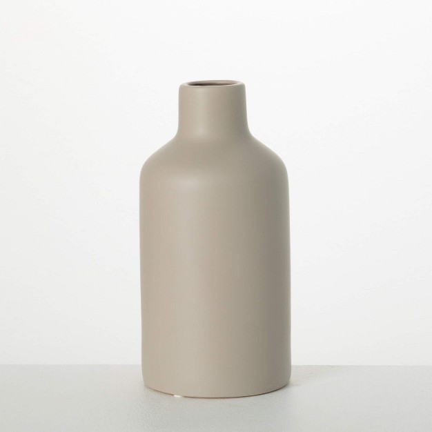 Matte Gray Bottle Vase Ceramic