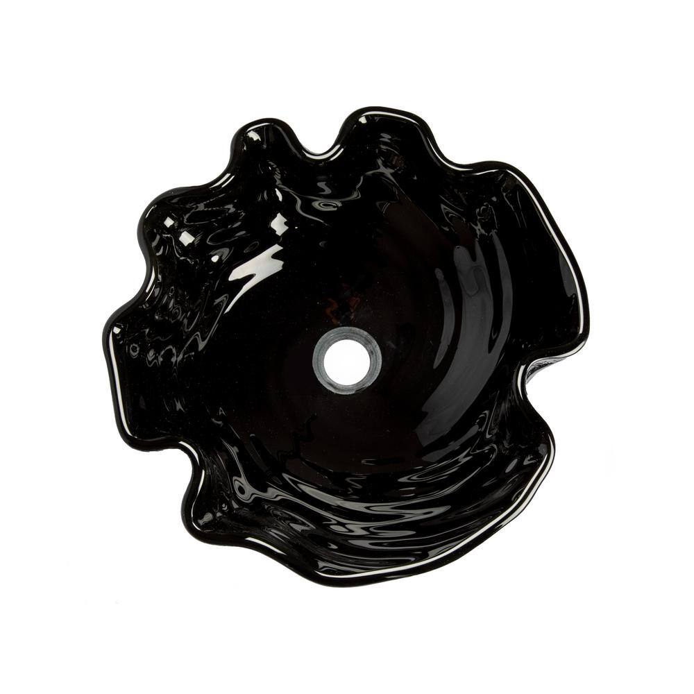 Eden Bath Midnight Wave Black Glass Round Vessel Sink EB_GS68