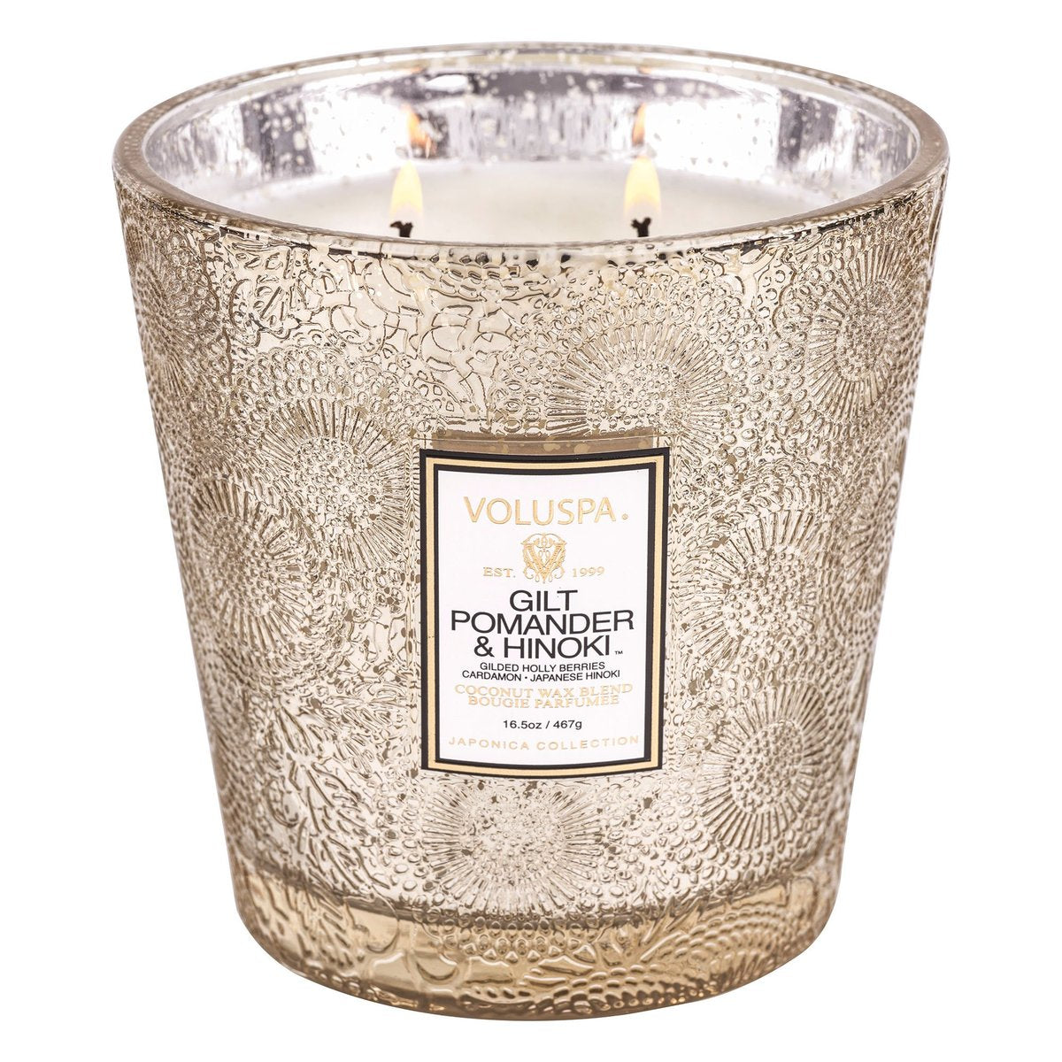 Gilt Pomander & Hinoki 2 Wick Hearth Candle