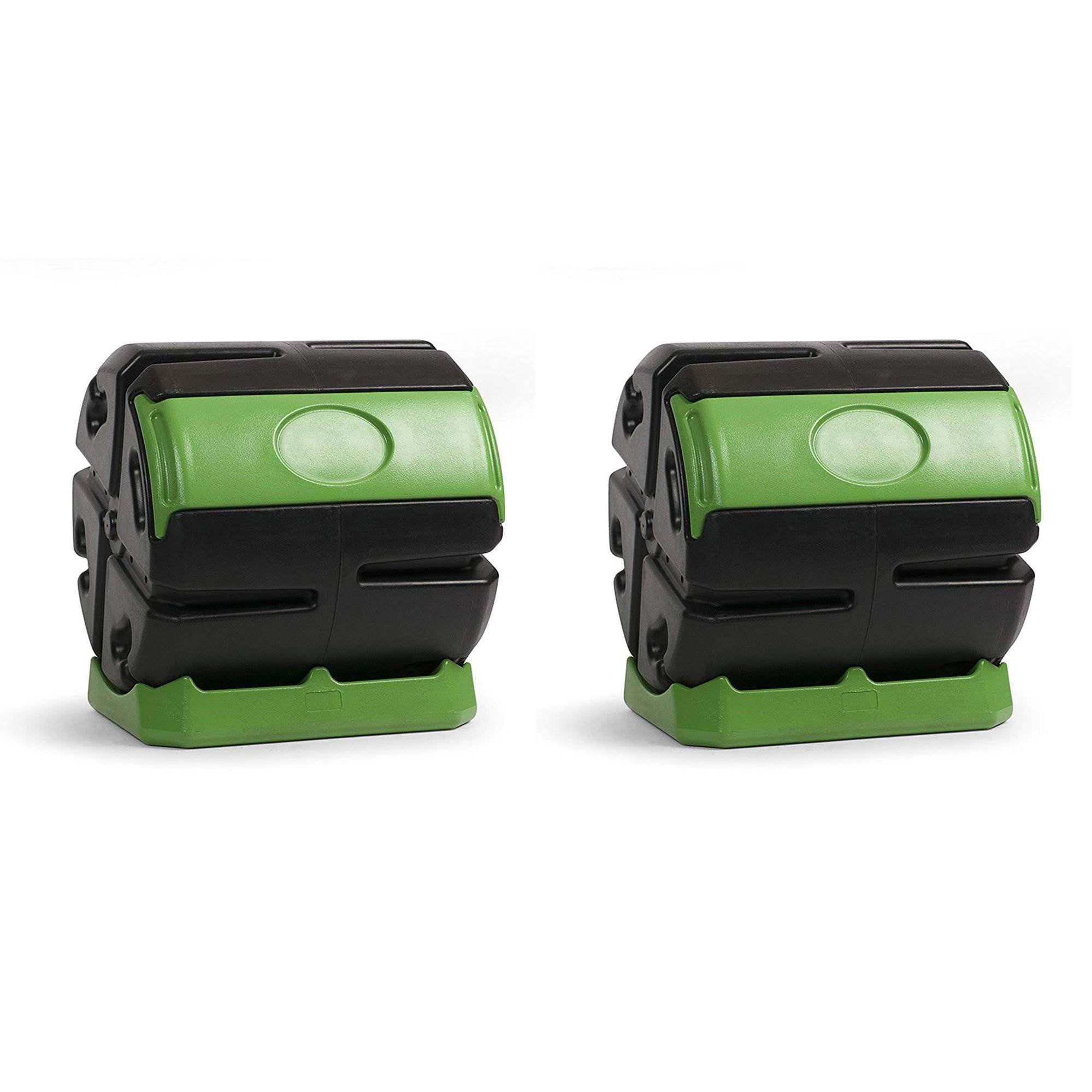 Hot Frog 37 Gallon Chamber Quick Curing Rolling Compost Tumbler Bin (2 Pack)