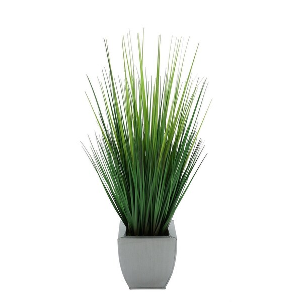 Faux PVC Grass in Tapered Zinc Planter