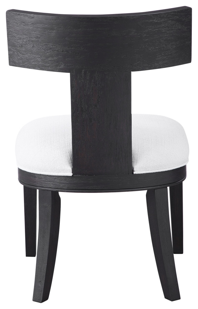 Luxe Wide Modern Black Klismos Chair Curved T Back White Dining Accent Armless   Transitional   Dining Chairs   by My Swanky Home  Houzz