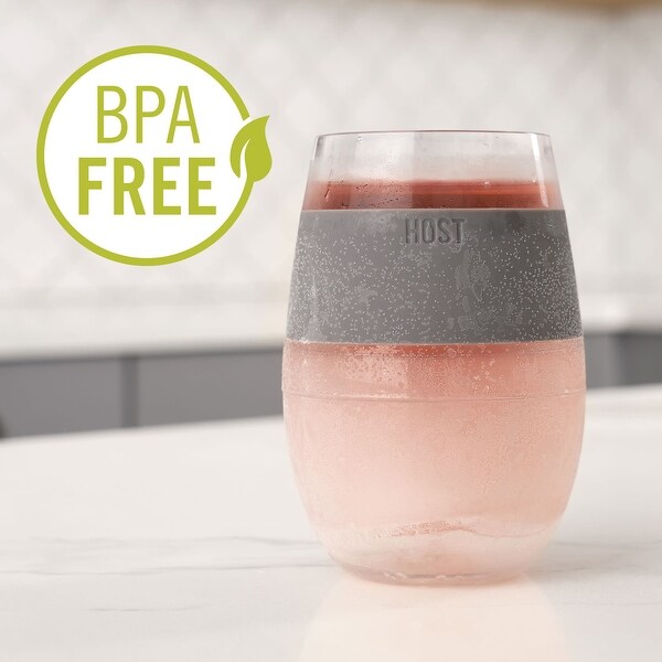 Wine FREEZE Cooling Cup in Coral (1 pack) by HOST - Pink - 4.75