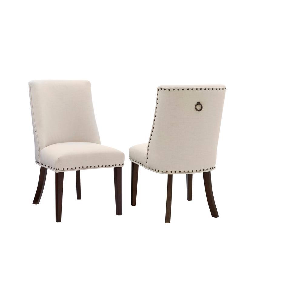 Powell Company Alessio Natural Linen Like Polyester Upholstered Dining Chair and Espresso Legs (Set of 2) HD1677DC21