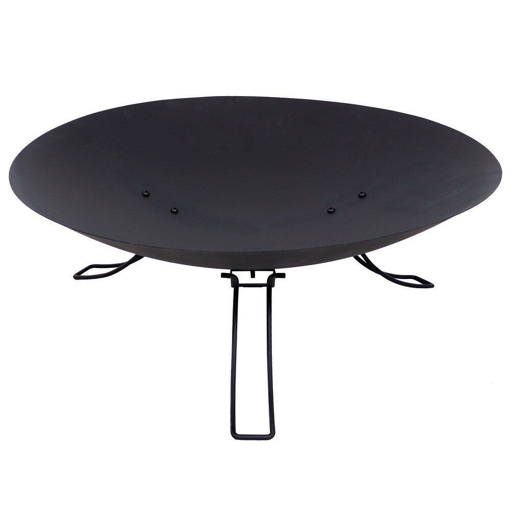 Sunnydaze Classic Ebony Raised Steel Folding 3 Leg Fire Pit Bowl   24\