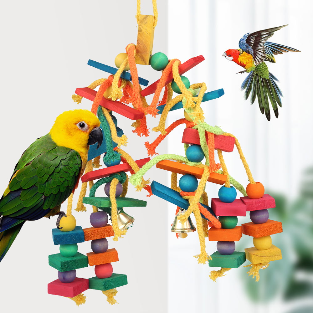 Harupink Parrot Toys Chew Hanging Rope Small Ladder Stand Budgie Cockatiel Cage Bird Toy