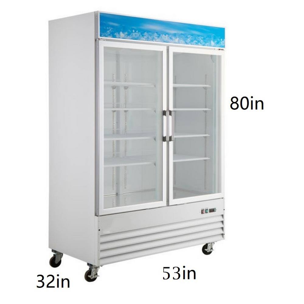 Cooler Depot 53 in. W 45 cu. ft. AutoCycle Defrost 2-Glass Door Commercial Merchandiser Reach-In Upright Freezer in White DXXD1.2BM2F