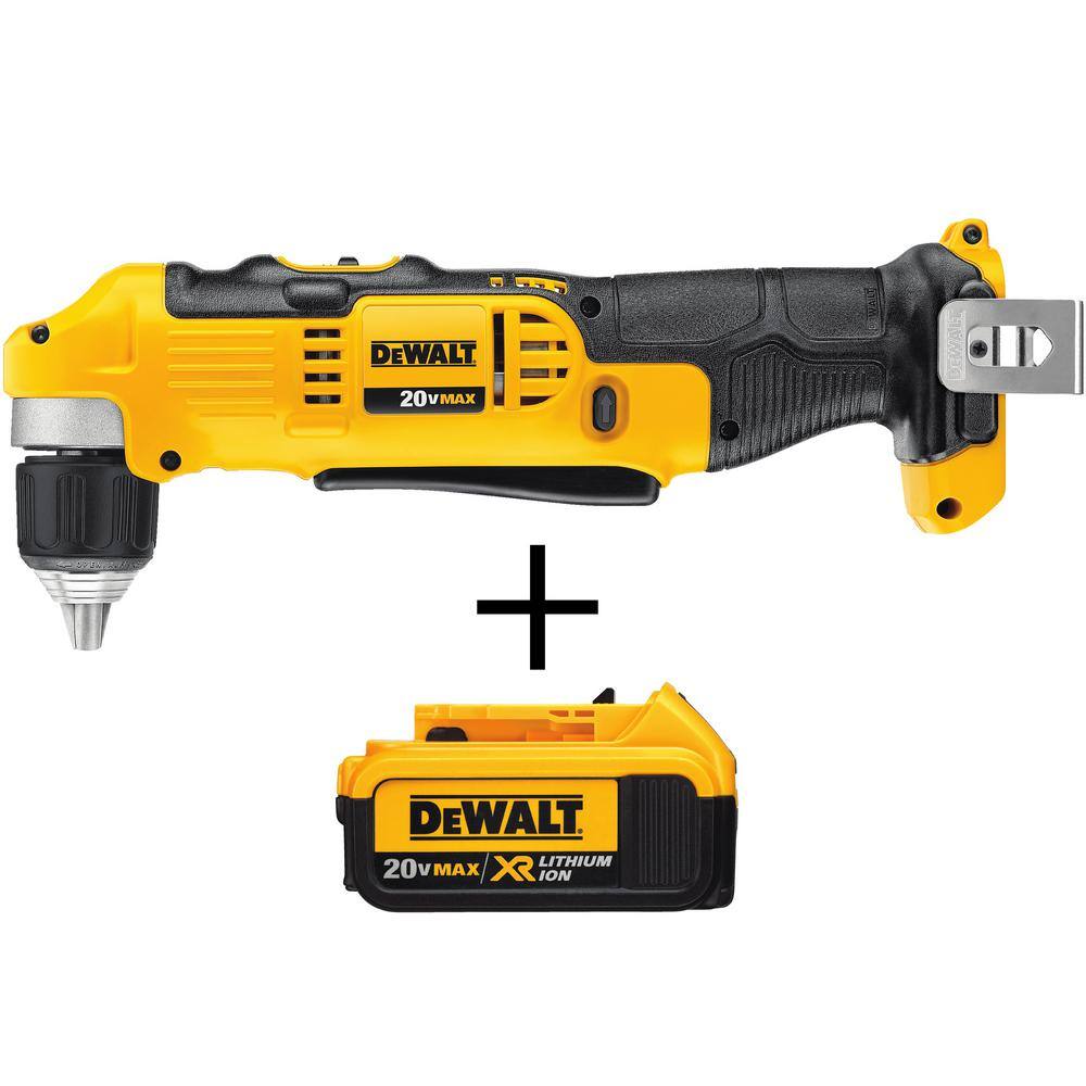 DW 20V MAX Cordless 38 in. Right Angle DrillDriver and (1) 20V MAX XR Premium Lithium-Ion 4.0Ah Battery DCD740BW204