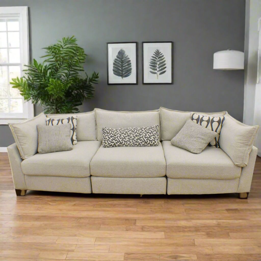 Flange 3-Pc Modular Sofa Oversized in Pewter or Natural 125