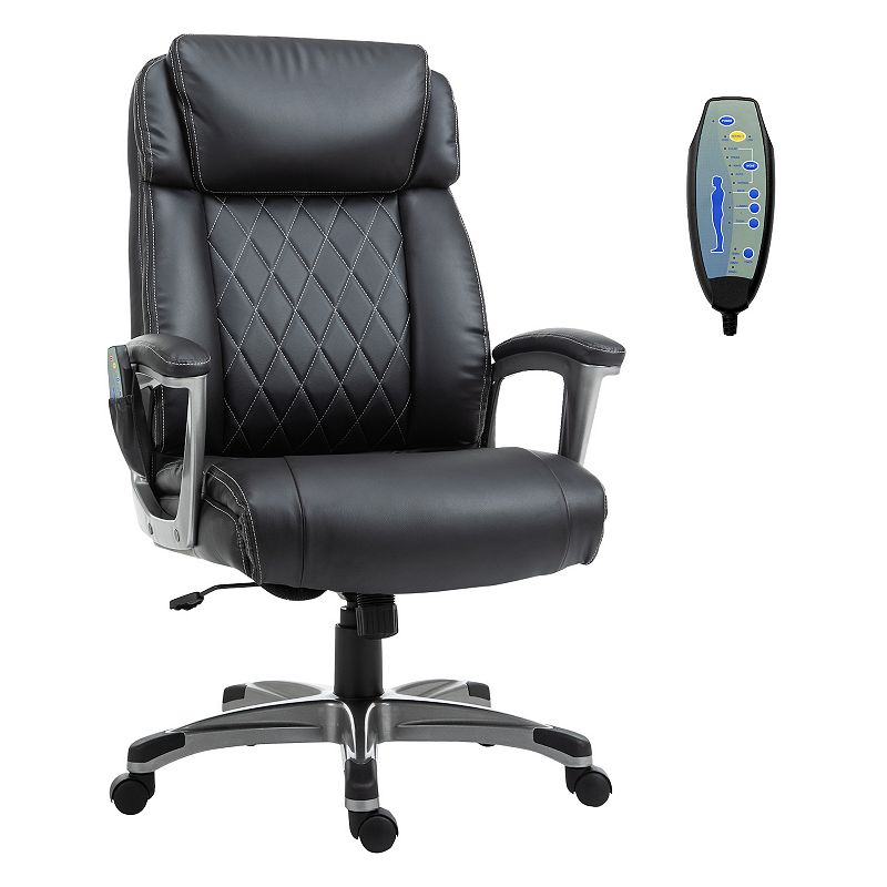 Vinsetto High Back 6 Point Massage Home Office Chair Swivel Faux Leather Task Chair with Headrest and Padded Armrests Black