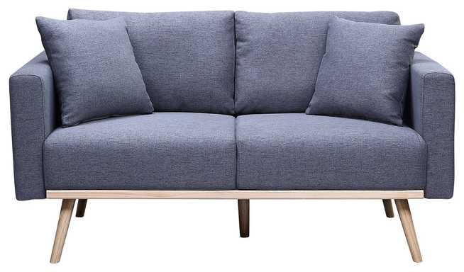 Easton Linen Sofa Loveseat Chair Set With USB Charging Ports   Midcentury   Living Room Furniture Sets   by Lilola Home  Houzz