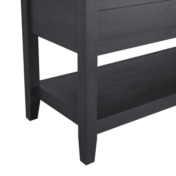 Lift Top Coffee Table with Storage Shelf， Blackwood