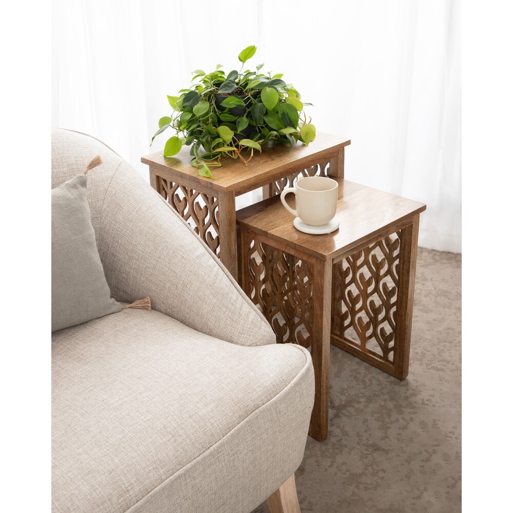 Kate and Laurel Karni Wooden Nesting Tables   2 Piece