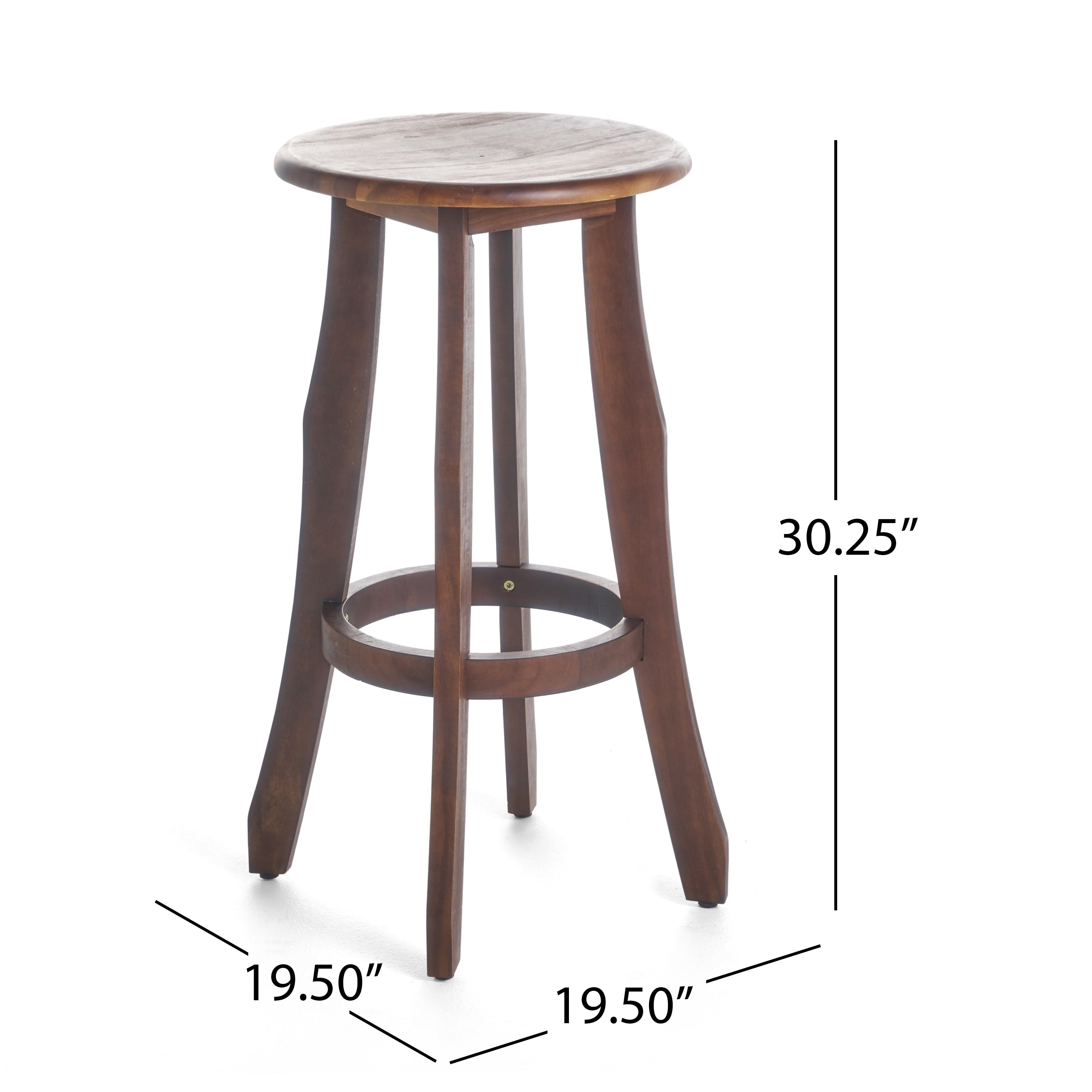 Ruth Rustic Indoor Acacia Wood Barstools， Set of 2， Dark Brown Finish