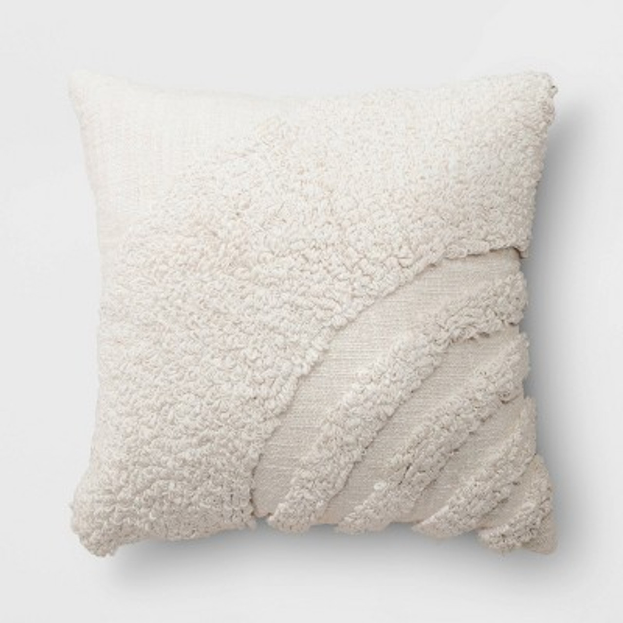 Tufted Curve Patterned Square Throw Pillow Ivory - Threshold™