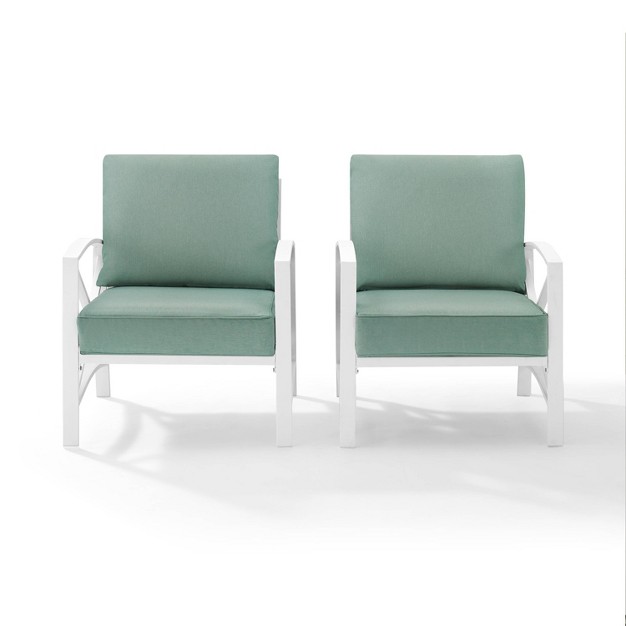 2pk Kaplan Outdoor Steel Arm Chairs Mist white Crosley