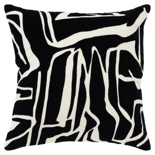 Oversize Abstract Square Throw Pillow Cover Black white Rizzy Home