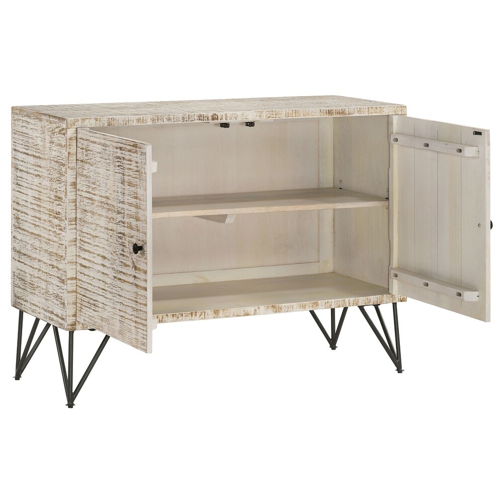 Coaster Furniture Eileen Rectangular 2 door Accent Cabinet Natural And White Washed   40.00'' x 16.00'' x 30.00''