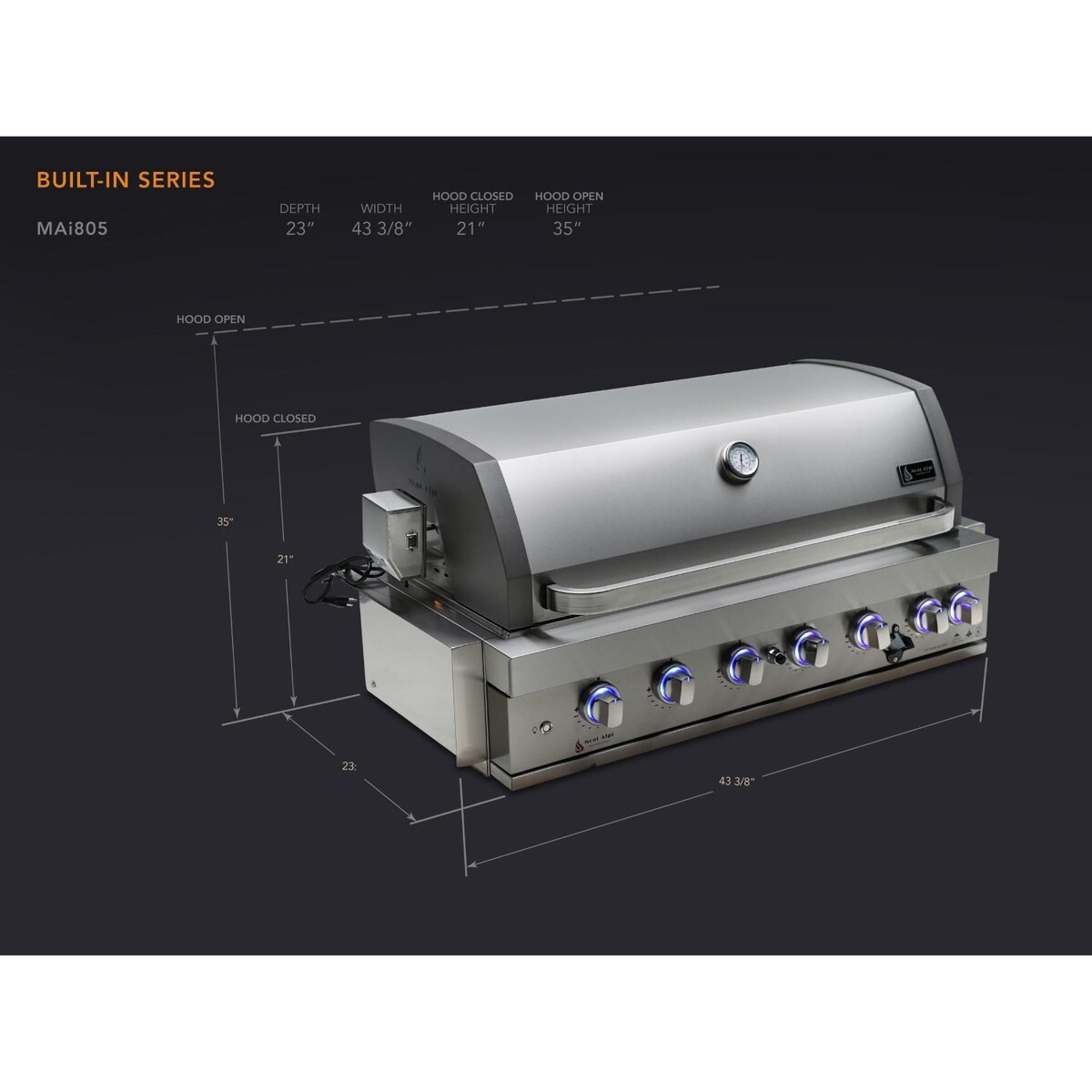 Mont Alpi 805 44-Inch Built-In Propane Gas Grill