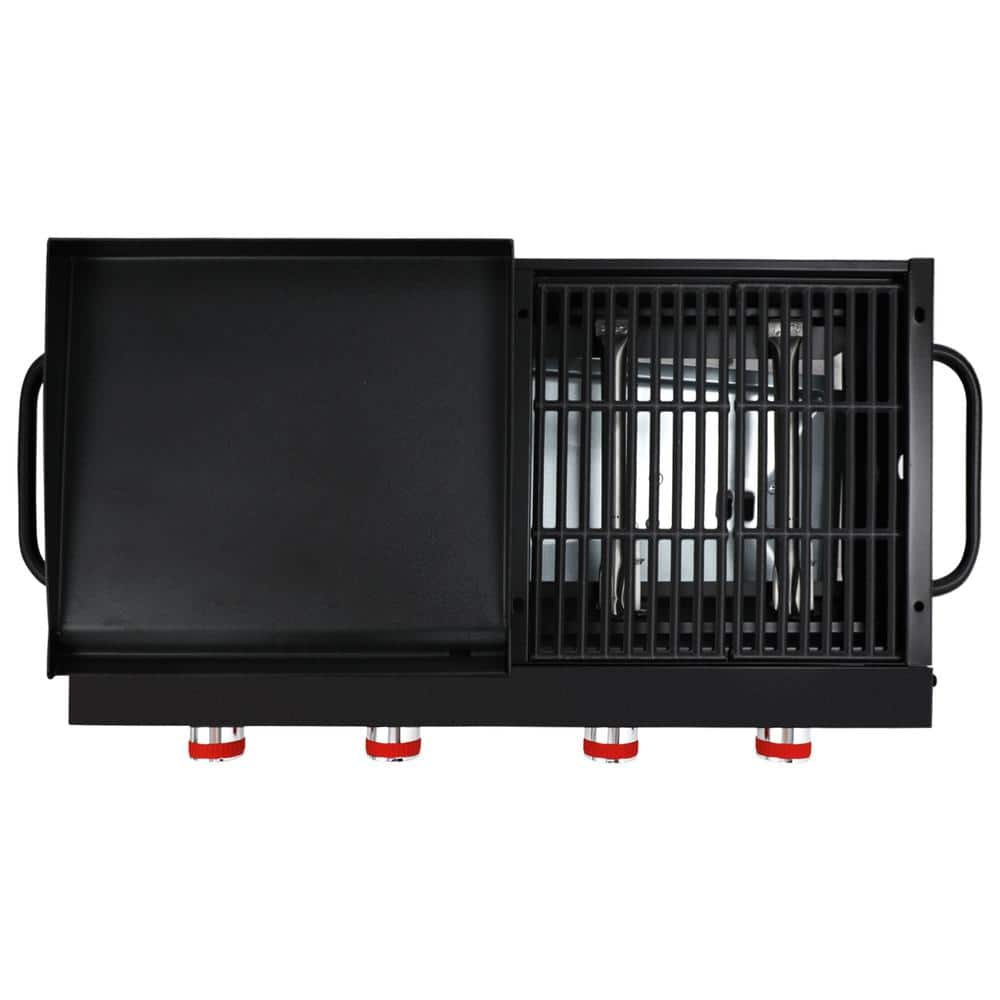 Royal Gourmet 4-Burner Portable Propane Tailgater Grill Griddle Combo in Black GD4002T