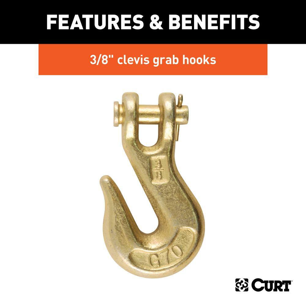 CURT 14' Transport Binder Safety Chain with 2 Clevis Hooks (26400 lbs. Yellow Zinc) 80309