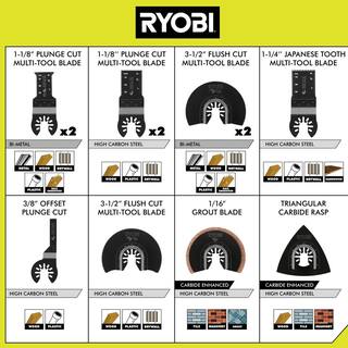 RYOBI 16-Piece Oscillating Multi-Tool Blade Accessory Set with 4-Piece Wood  Metal and 4-Piece Wood Multi-Tool Blade Sets A241601-A24402-A24401