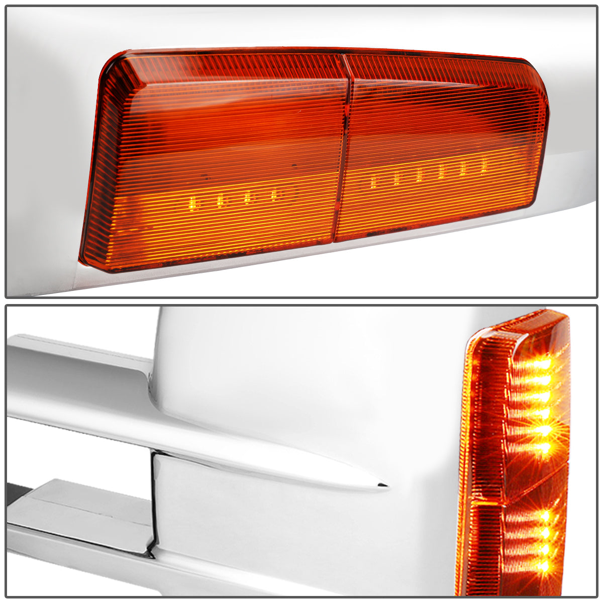 DNA Motoring TWM-021-T999-CH-AM For 1999 to 2002 Chevy Silverado GMC Sierra Yukon Tahoe Pair Powered + Heated + LED Turn Signal Side Towing Mirrors Amber 01