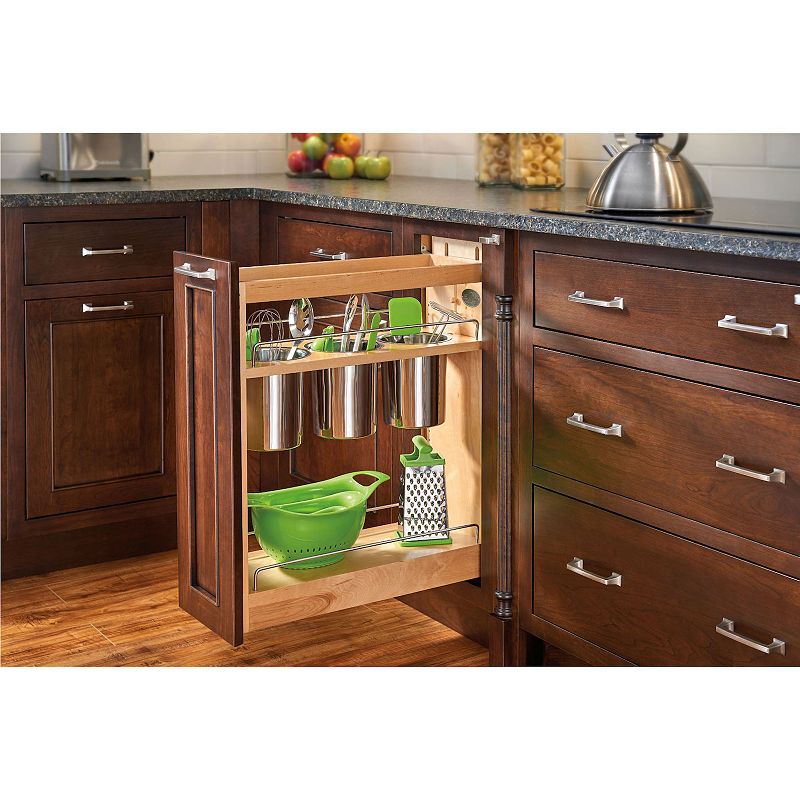 Rev-A-Shelf 8 Pull Out Kitchen Cabinet Organizer w/Utensil Holder， 448UT-BCSC8C