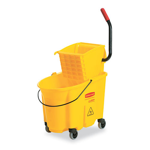 Rubbermaid Wavebrake 26 Quart Side Press Mop Bucket and Wringer Combo | Yellow | RCP748000YEL