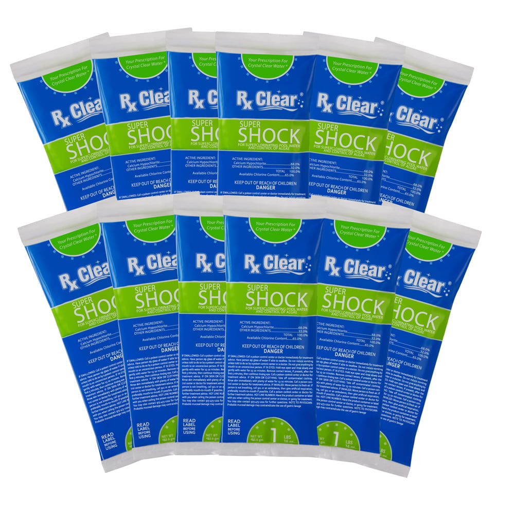 Rx Clear Super Shock 68% Calcium Hypochlorite Pool Shock - 12 lbs