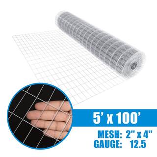 Fencer Wire 5 ft. x 100 ft. 12.5-Gauge Welded Wire Fence with Mesh 2 in. x 4 in. WB125-5X100M24