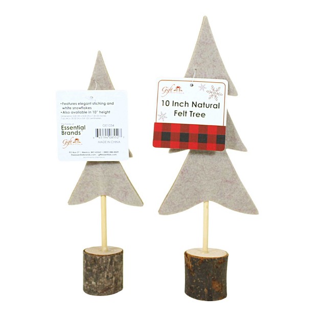 Christmas Natural Felt Tree Set Two Trees 10 0 Inches Tree Stump Snowflakes Ge10341035 Felt Beige