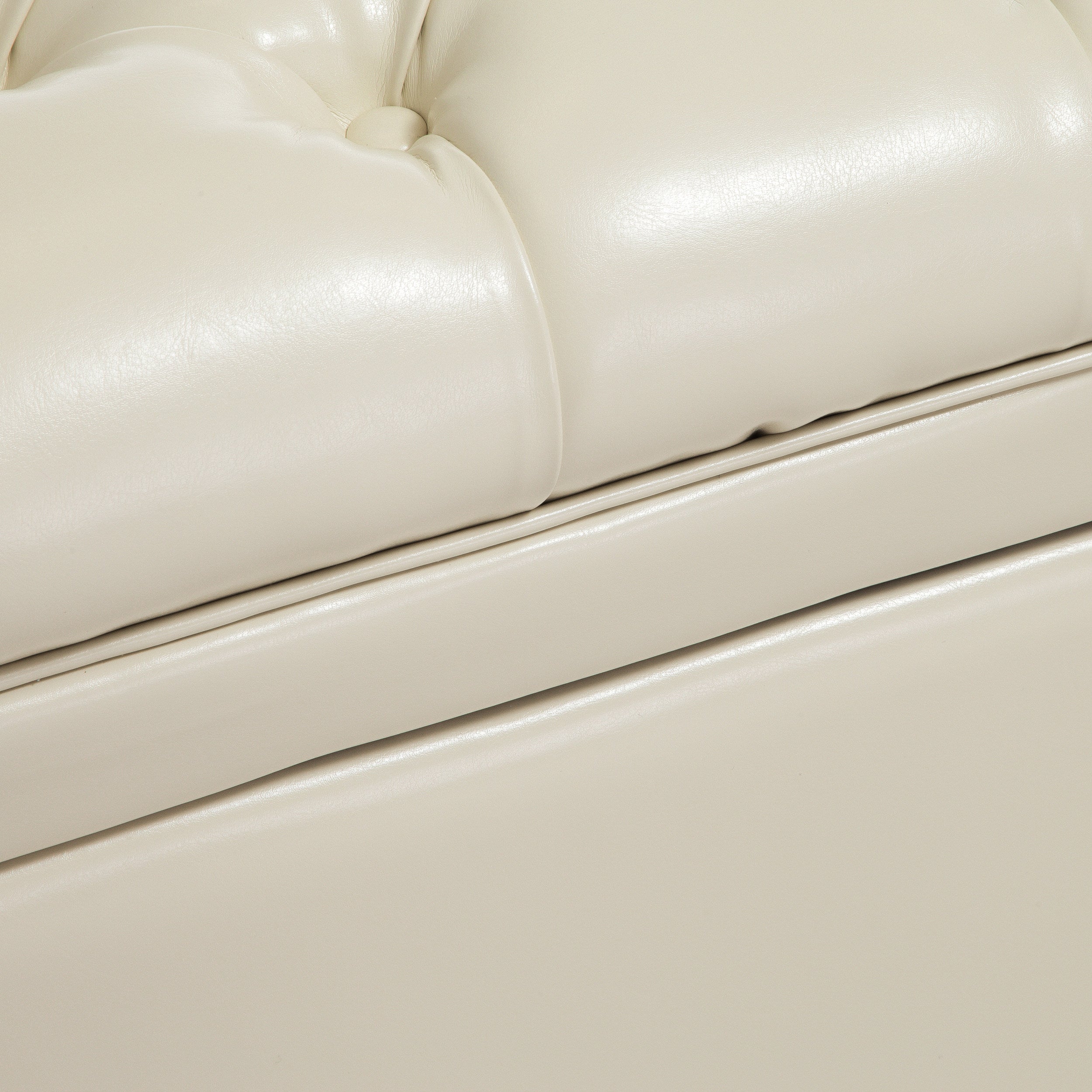 Barton Tufted Ivory Leather Storage Ottoman