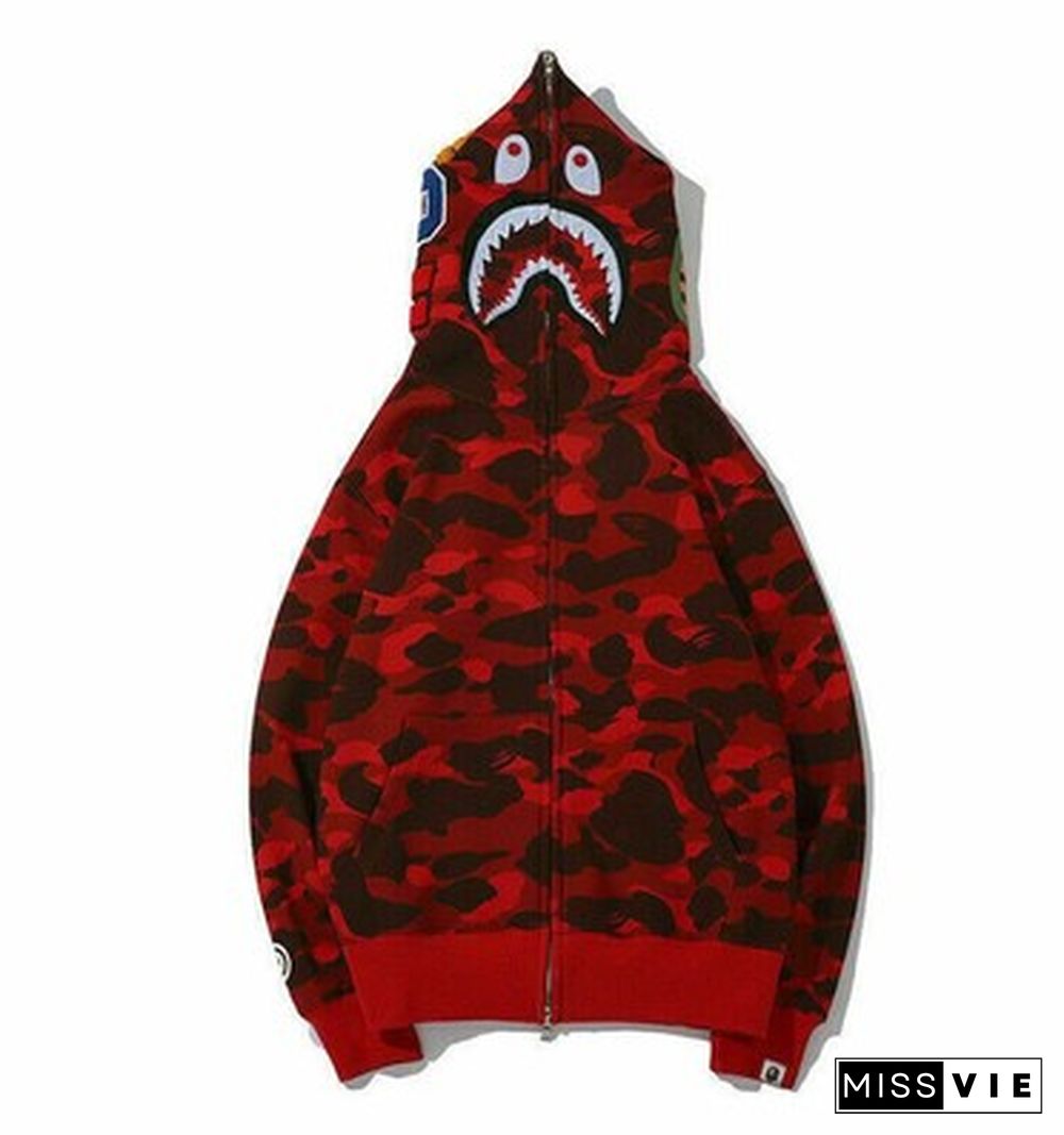 Fashion Shark Head Print Sweatshirt Hooded Jacket