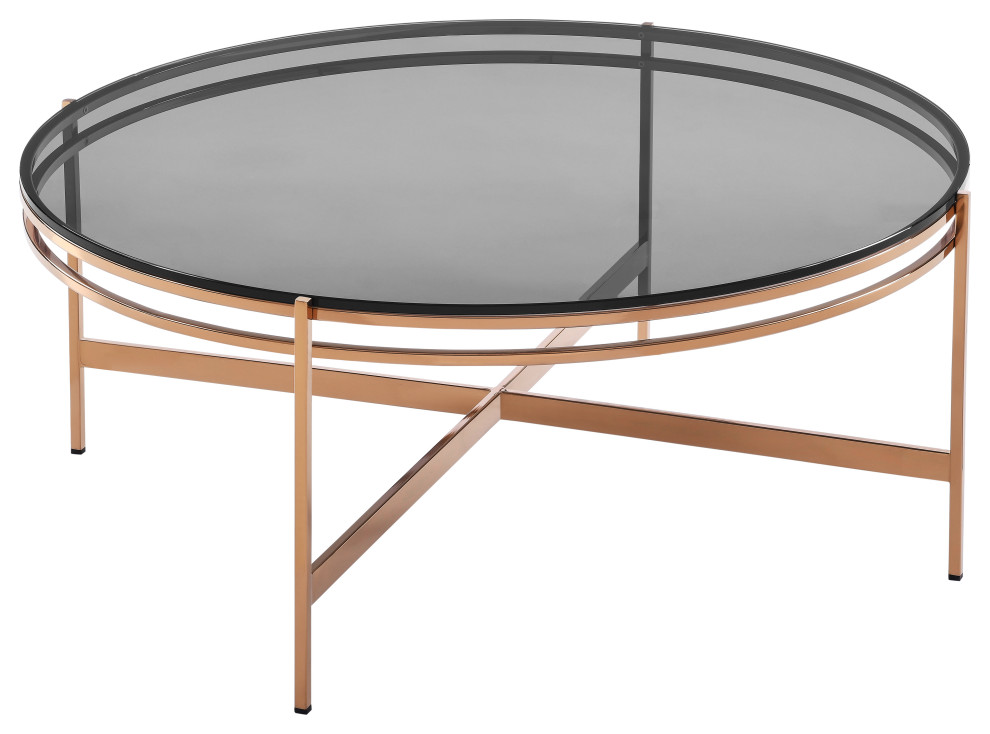 Modrest Bradford Modern Smoked Glass and Rosegold Coffee Table   Contemporary   Coffee Tables   by Vig Furniture Inc.  Houzz