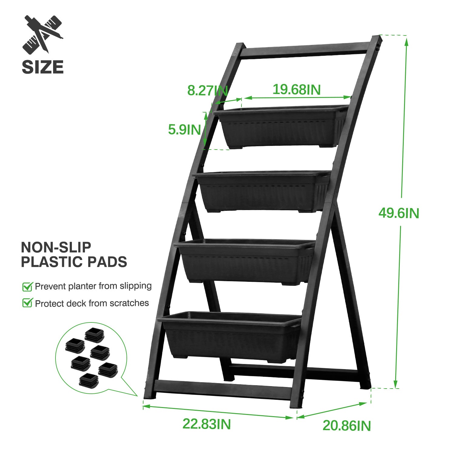 Vertical Elevated Planter with 4-Tiered Planter Boxes; Raised Garden Bed 4FT Self Watering Garden Pots for Plants Herb Vegetable Fruit