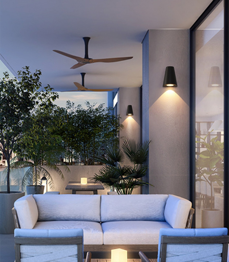 Black/Gray Outdoor Aluminum Waterproof LED Wall Lamps For Garden  porch   Modern   Outdoor Wall Lights And Sconces   by Miron Demid LLC  Houzz