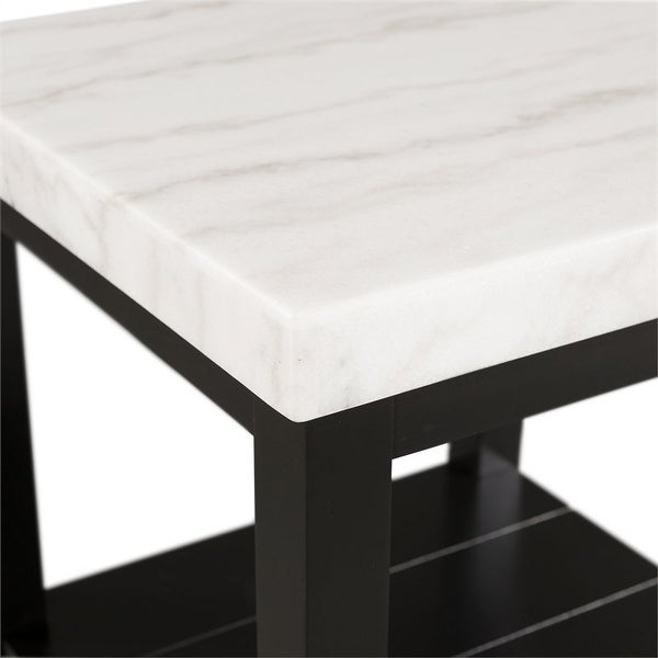 Evie White Marble Square End Table