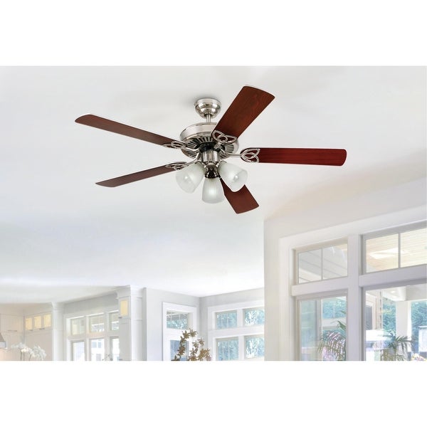 Westinghouse Lighting Vintage 52-Inch Indoor 5-Blade Ceiling Fan， Dimmable LED Light with Clear Ribbed Glass Shopping - The Best Deals on Ceiling Fans | 39655602